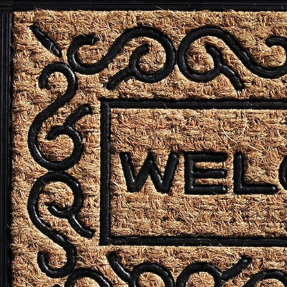 18" X 30" Natural And Black Coir Welcome Outdoor Door Mat