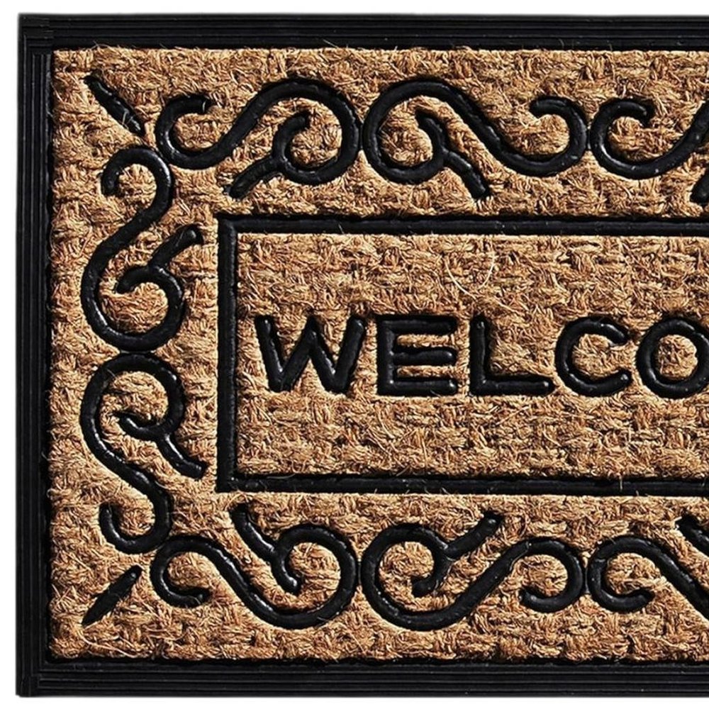 18" X 30" Natural And Black Coir Welcome Outdoor Door Mat — view 7