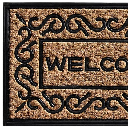18" X 30" Natural And Black Coir Welcome Outdoor Door Mat