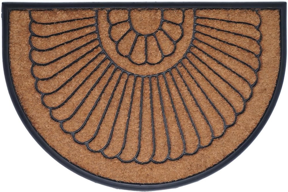 24" X 36" Black And Natural Semi Circle Outdoor Coir And Rubber Door Mat — view 1