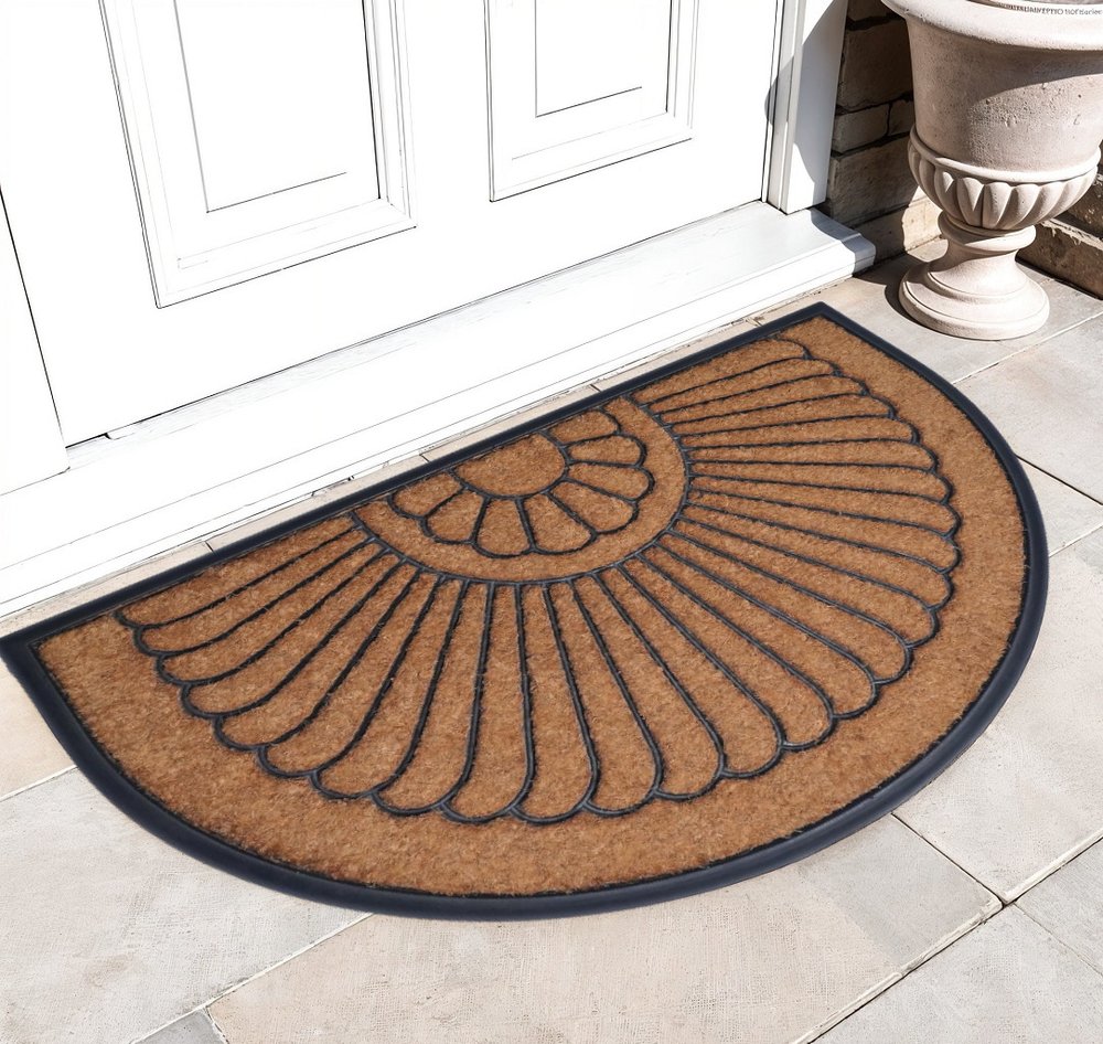 24" X 36" Black And Natural Semi Circle Outdoor Coir And Rubber Door Mat — view 5