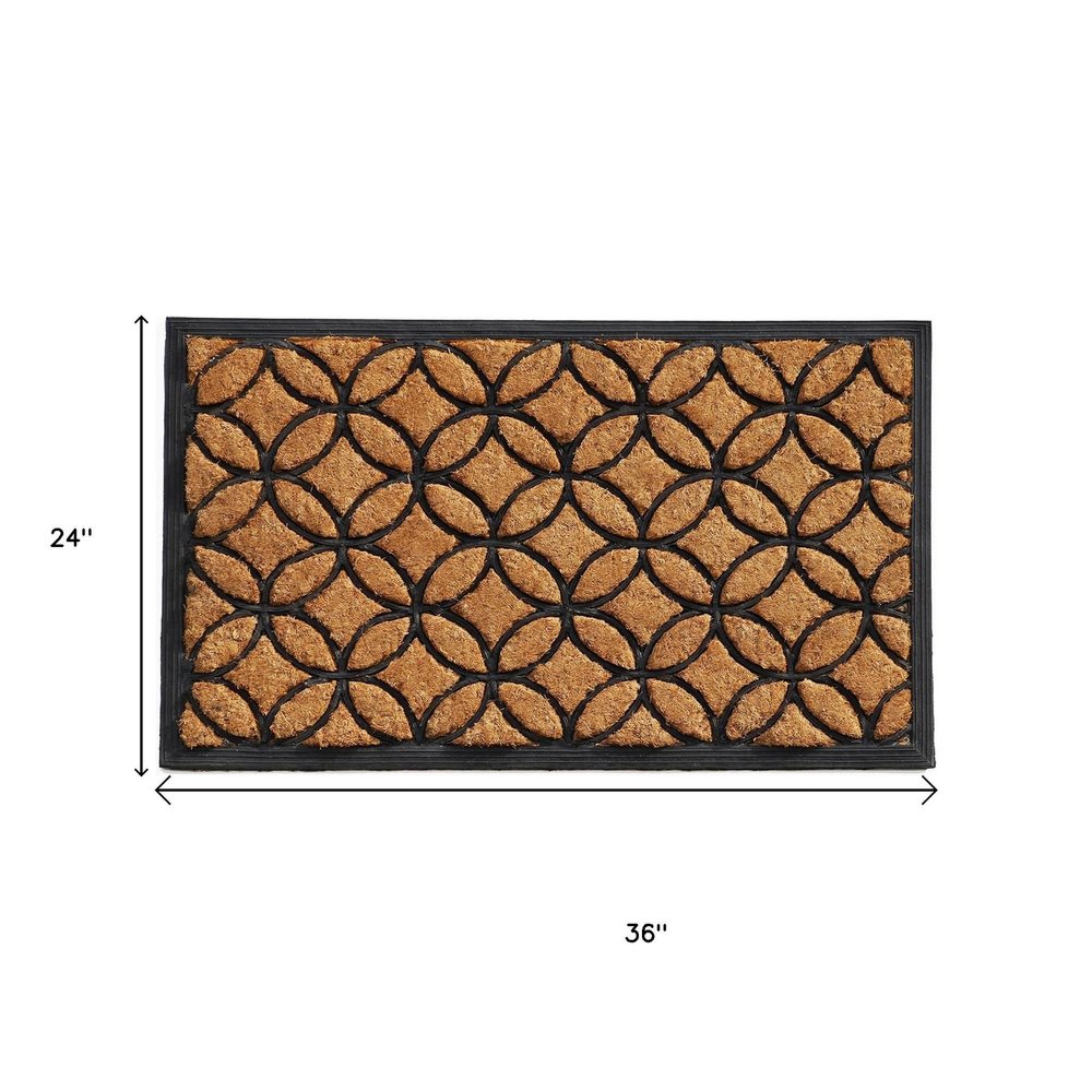 24" X 36" Black And Natural Geometric Outdoor Coir And Rubber Door Mat — view 3