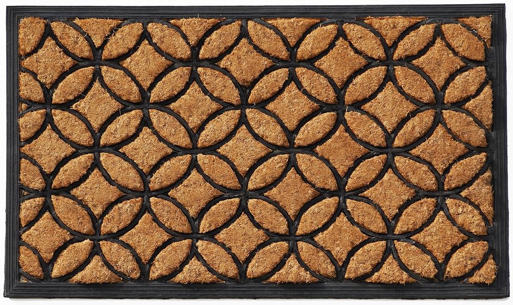 24" X 36" Black And Natural Geometric Outdoor Coir And Rubber Door Mat — view 4