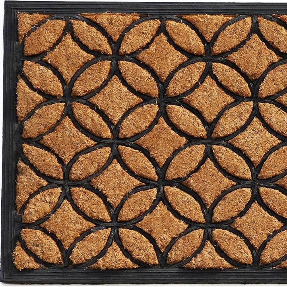 24" X 36" Black And Natural Geometric Outdoor Coir And Rubber Door Mat — view 6