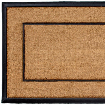 24" X 48" Natural And Black Striped Border Outdoor Coir And Rubber Door Mat