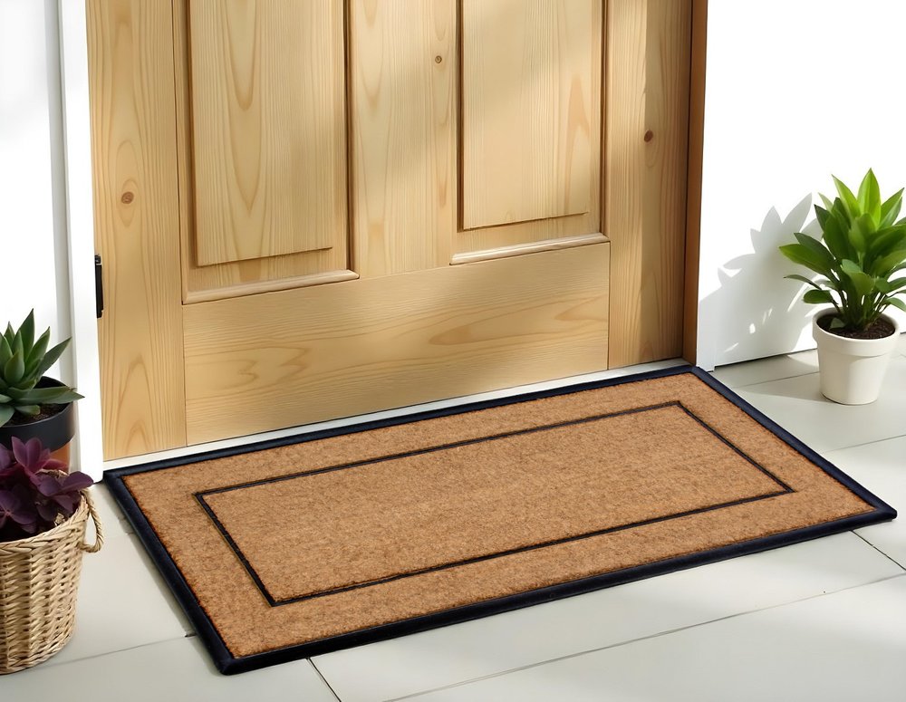 24" X 48" Natural And Black Striped Border Outdoor Coir And Rubber Door Mat — view 5