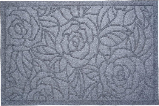 24" X 36" Gray Floral Outdoor Polypropylene Door Mat