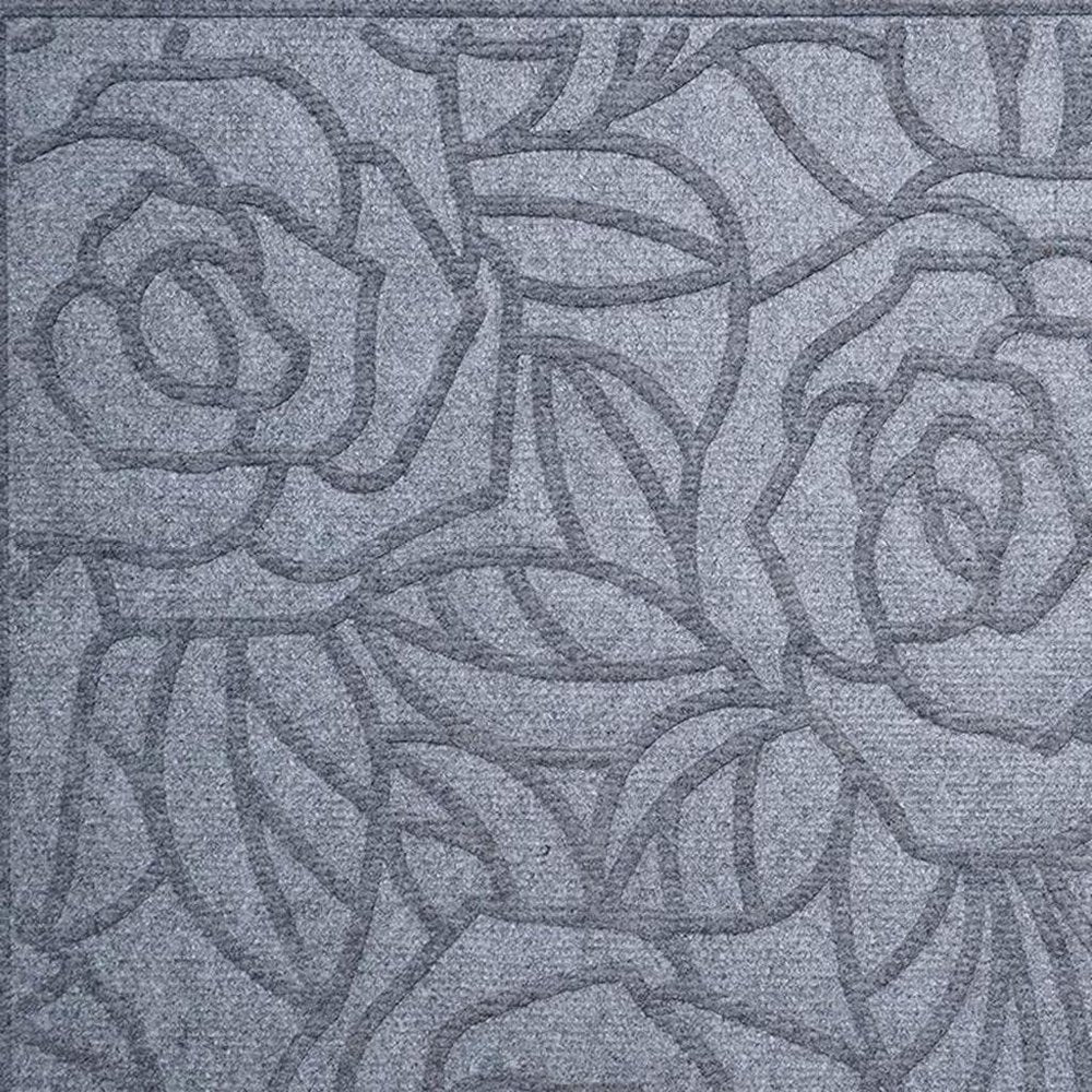24" X 36" Gray Floral Outdoor Polypropylene Door Mat