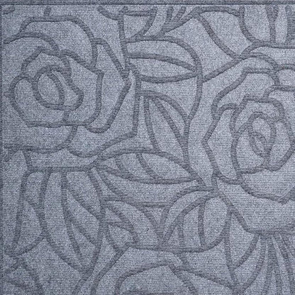 24" X 36" Gray Floral Outdoor Polypropylene Door Mat