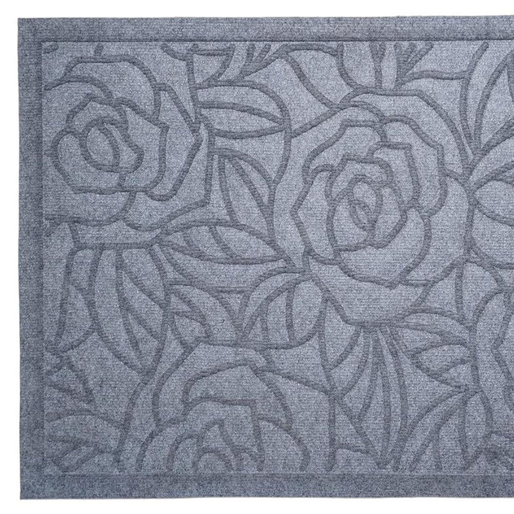 24" X 36" Gray Floral Outdoor Polypropylene Door Mat — view 7
