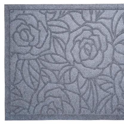 24" X 36" Gray Floral Outdoor Polypropylene Door Mat