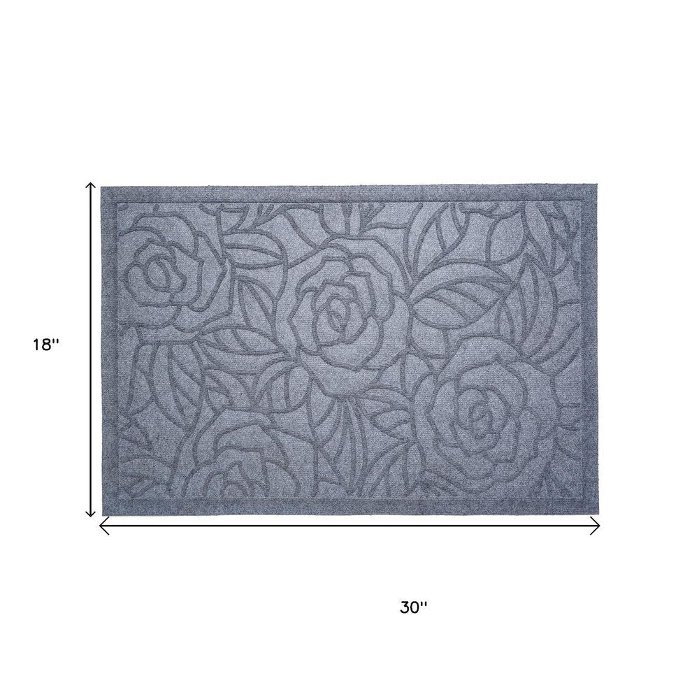18" X 30" Gray Floral Outdoor Polypropylene Door Mat — view 2