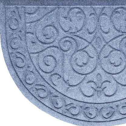 24" X 36" Gray Scrollwork Semi Circle Outdoor Polypropylene Door Mat HomeRoots