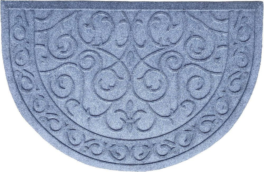 24" X 36" Gray Scrollwork Semi Circle Outdoor Polypropylene Door Mat — view 3