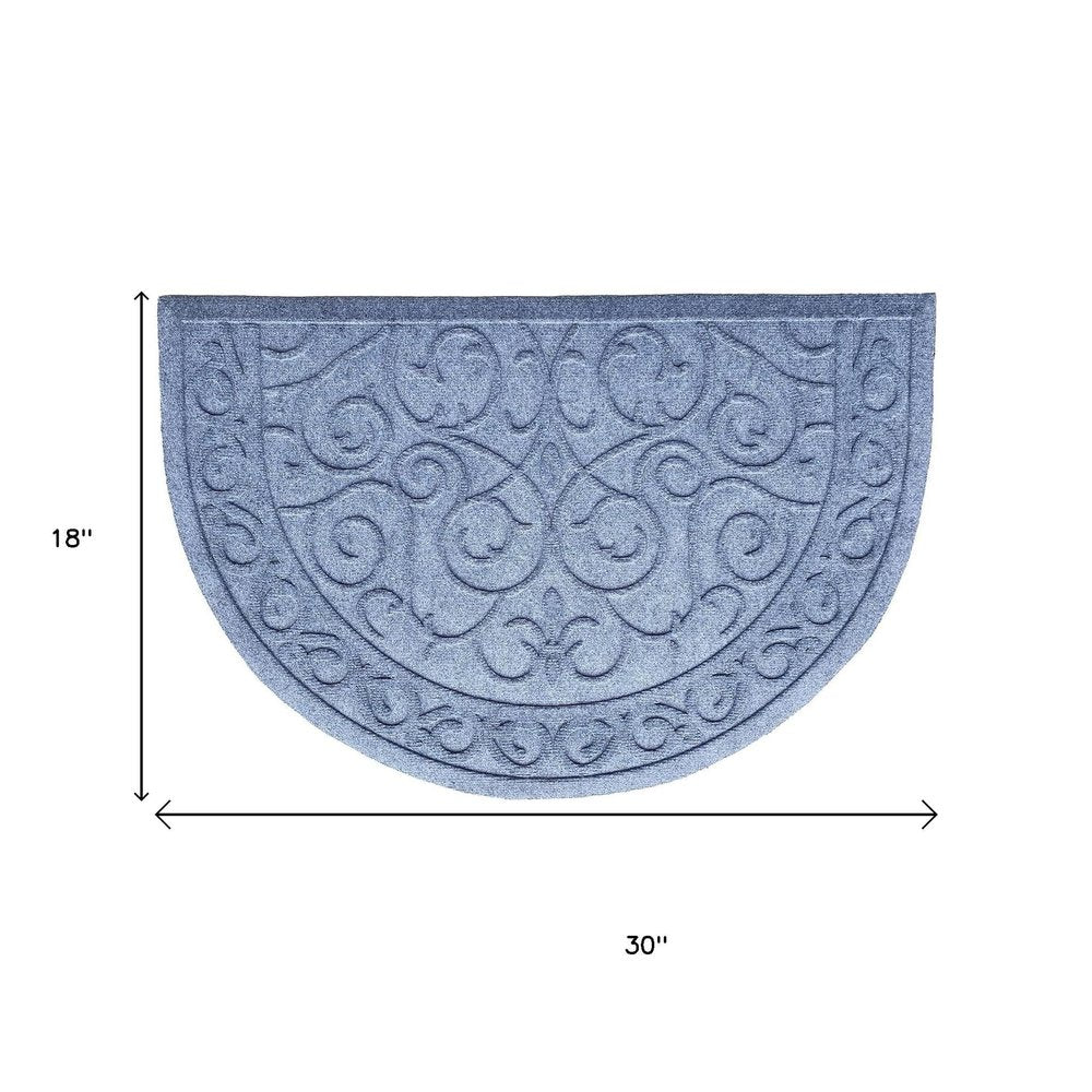 24" X 36" Gray Scrollwork Semi Circle Outdoor Polypropylene Door Mat HomeRoots
