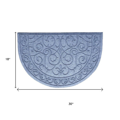 18" X 30" Gray Scrollwork Semi Circle Outdoor Polypropylene Door Mat