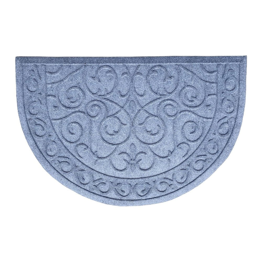 24" X 36" Gray Scrollwork Semi Circle Outdoor Polypropylene Door Mat — view 5