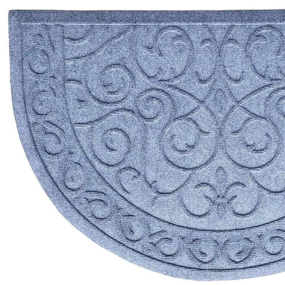 24" X 36" Gray Scrollwork Semi Circle Outdoor Polypropylene Door Mat HomeRoots