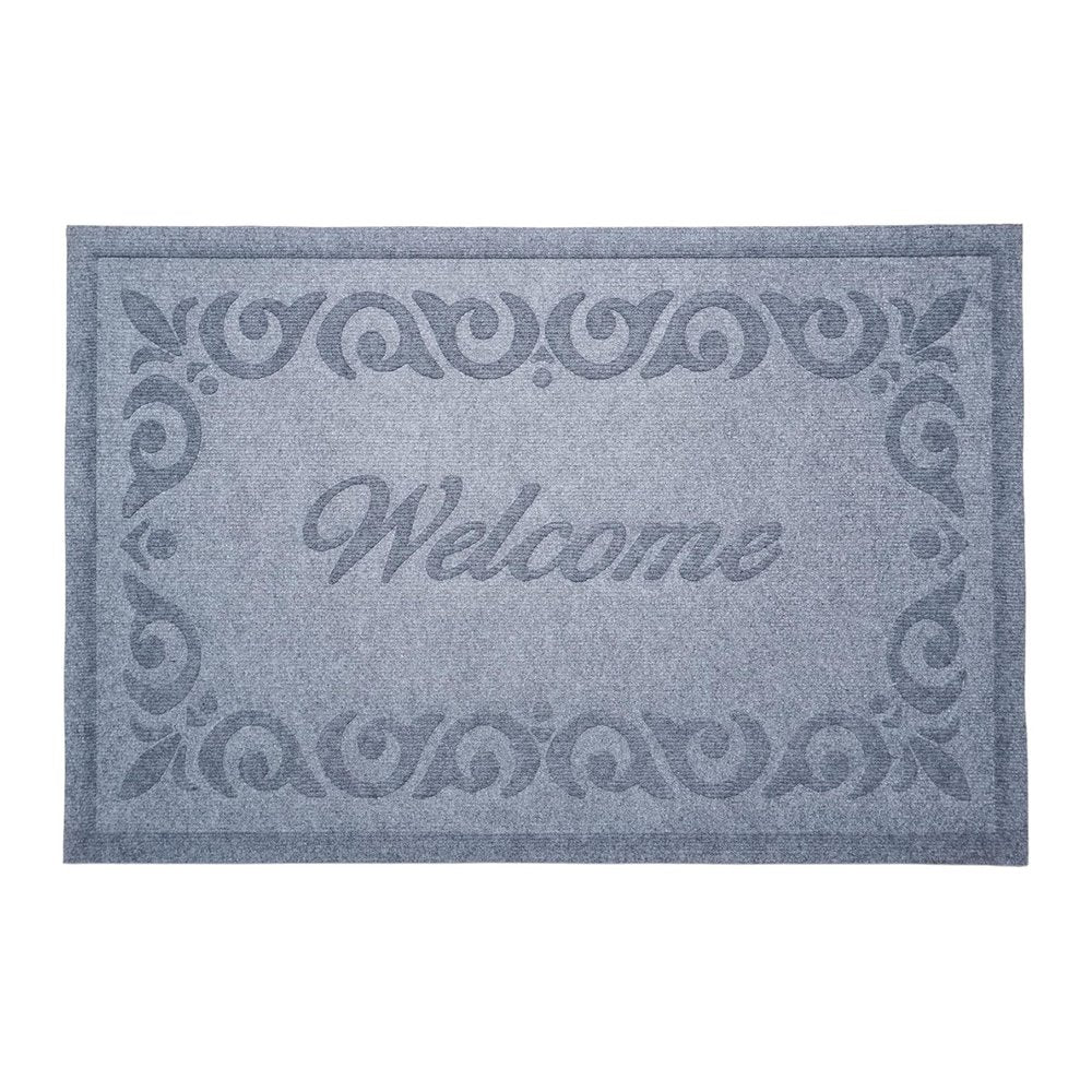 18" X 30" Gray Scrollwork Border Welcome Outdoor Polypropylene Door Mat — view 4