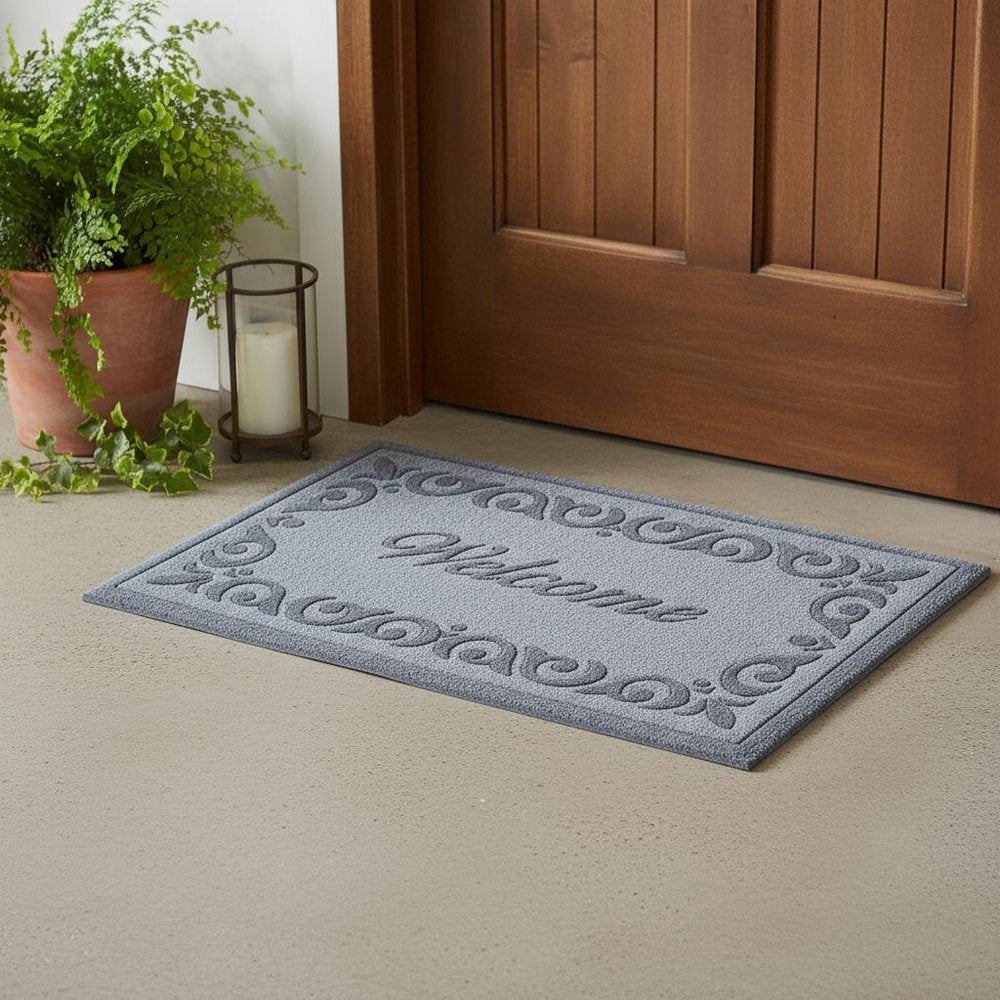 18" X 30" Gray Scrollwork Border Welcome Outdoor Polypropylene Door Mat — view 6