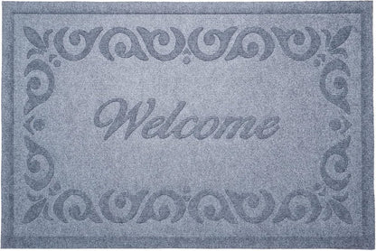 18" X 30" Gray Scrollwork Border Welcome Outdoor Polypropylene Door Mat