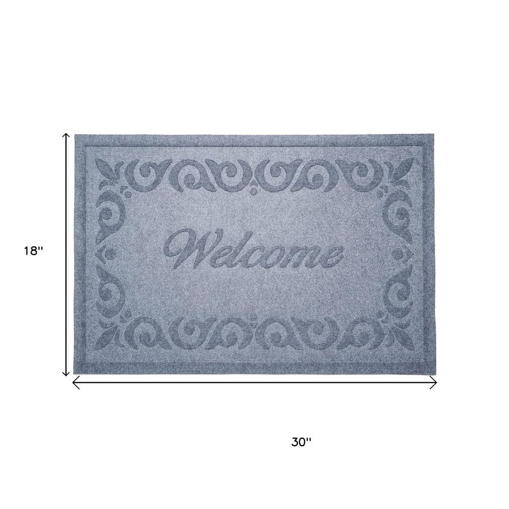 18" X 30" Gray Scrollwork Border Welcome Outdoor Polypropylene Door Mat — view 2