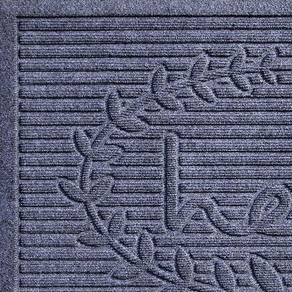24" X 36" Dark Gray Striped Hello Outdoor Polypropylene  Door Mat — view 3