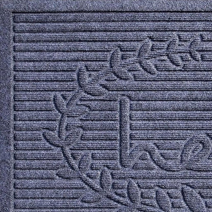 24" X 36" Dark Gray Striped Hello Outdoor Polypropylene  Door Mat