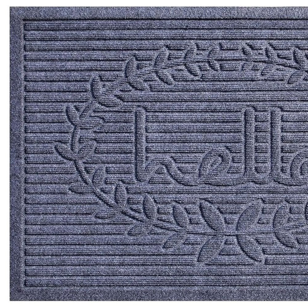 24" X 36" Dark Gray Striped Hello Outdoor Polypropylene  Door Mat