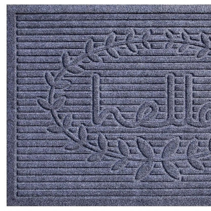 24" X 36" Dark Gray Striped Hello Outdoor Polypropylene  Door Mat