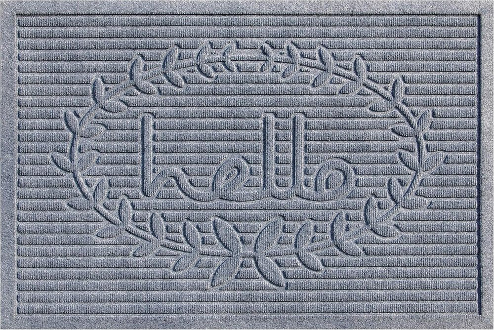 24" X 36" Gray Striped Hello Outdoor Polypropylene Door Mat — view 1