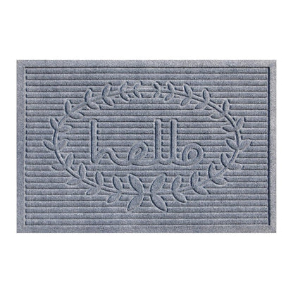 24" X 36" Gray Striped Hello Outdoor Polypropylene Door Mat