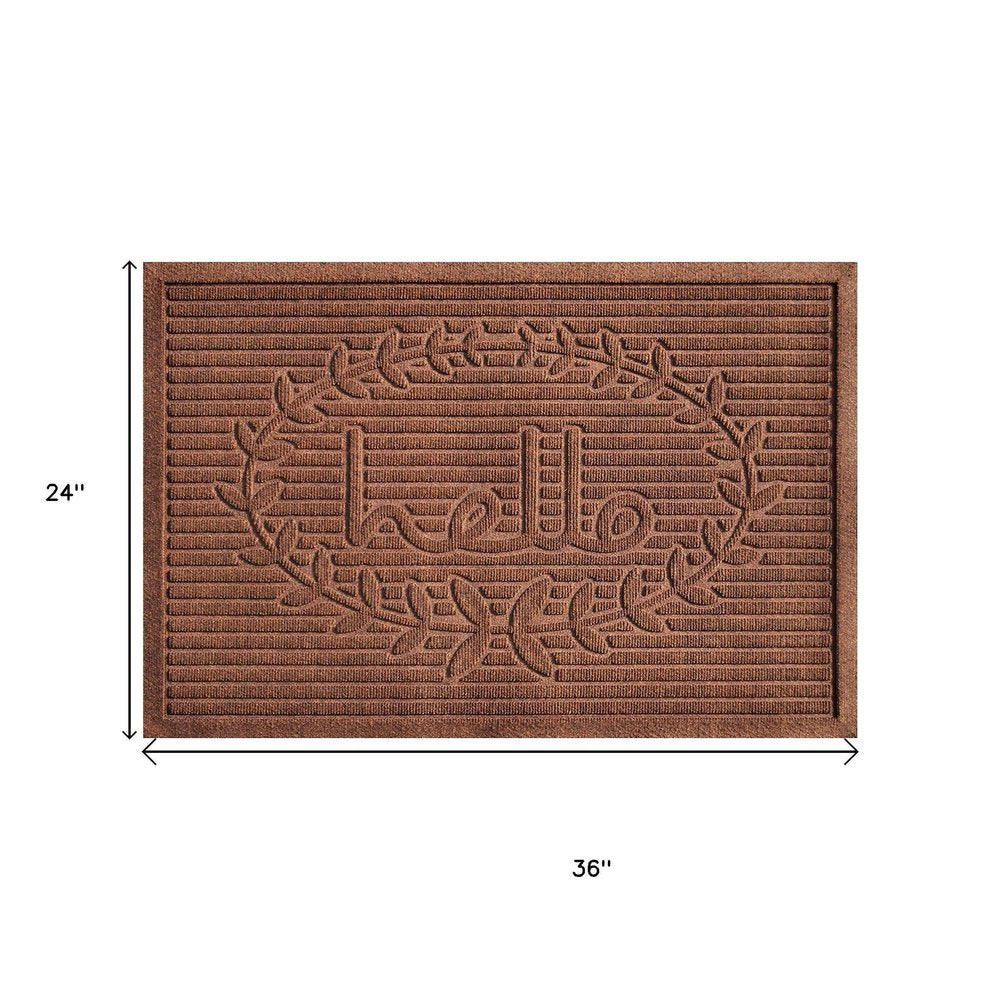 24" X 36" Brown Striped Hello Outdoor Polypropylene Door Mat — view 2