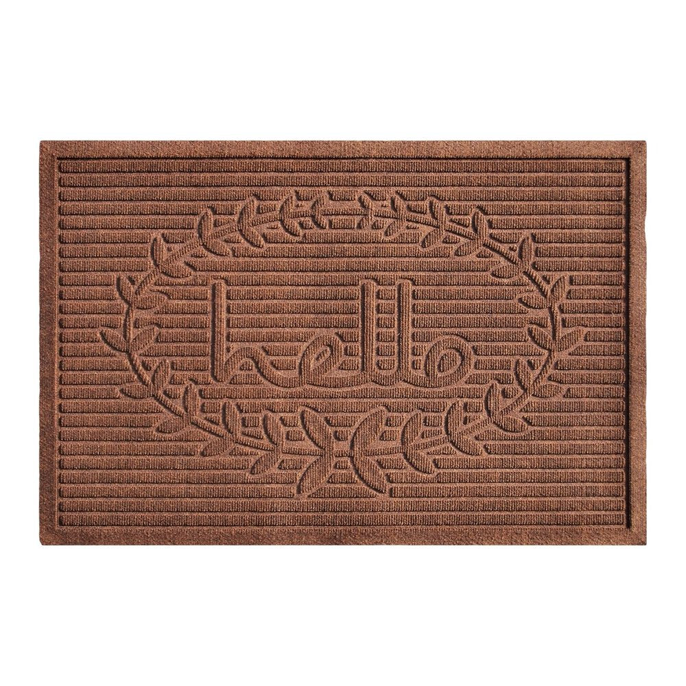 24" X 36" Brown Striped Hello Outdoor Polypropylene Door Mat