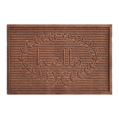 24" X 36" Brown Striped Hello Outdoor Polypropylene Door Mat