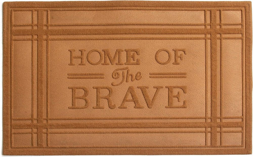 24" X 36" Brown Striped Border Home Of The Brave Outdoor Polypropylene Door Mat — view 3