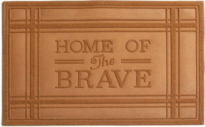24" X 36" Brown Striped Border Home Of The Brave Outdoor Polypropylene Door Mat