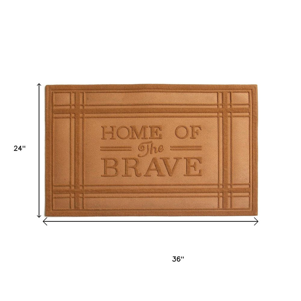 24" X 36" Brown Striped Border Home Of The Brave Outdoor Polypropylene Door Mat — view 6