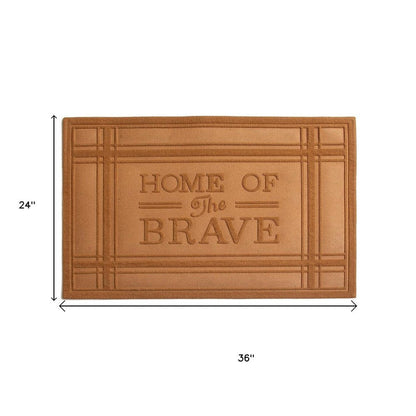 24" X 36" Brown Striped Border Home Of The Brave Outdoor Polypropylene Door Mat