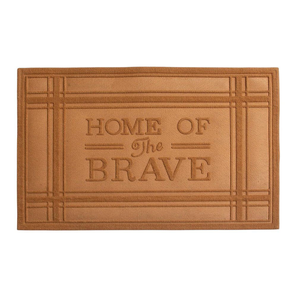 24" X 36" Brown Striped Border Home Of The Brave Outdoor Polypropylene Door Mat