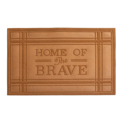 24" X 36" Brown Striped Border Home Of The Brave Outdoor Polypropylene Door Mat