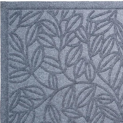 24" X 36" Gray Botanical Leaves Outdoor Polypropylene Door Mat