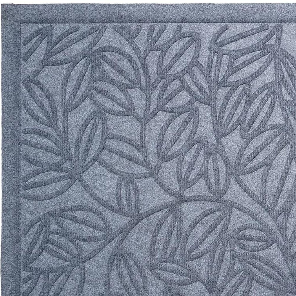 24" X 36" Gray Botanical Leaves Outdoor Polypropylene Door Mat