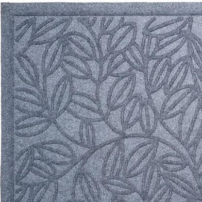 24" X 36" Gray Botanical Leaves Outdoor Polypropylene Door Mat
