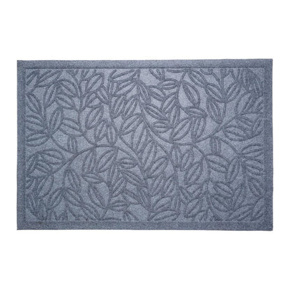 24" X 36" Gray Botanical Leaves Outdoor Polypropylene Door Mat