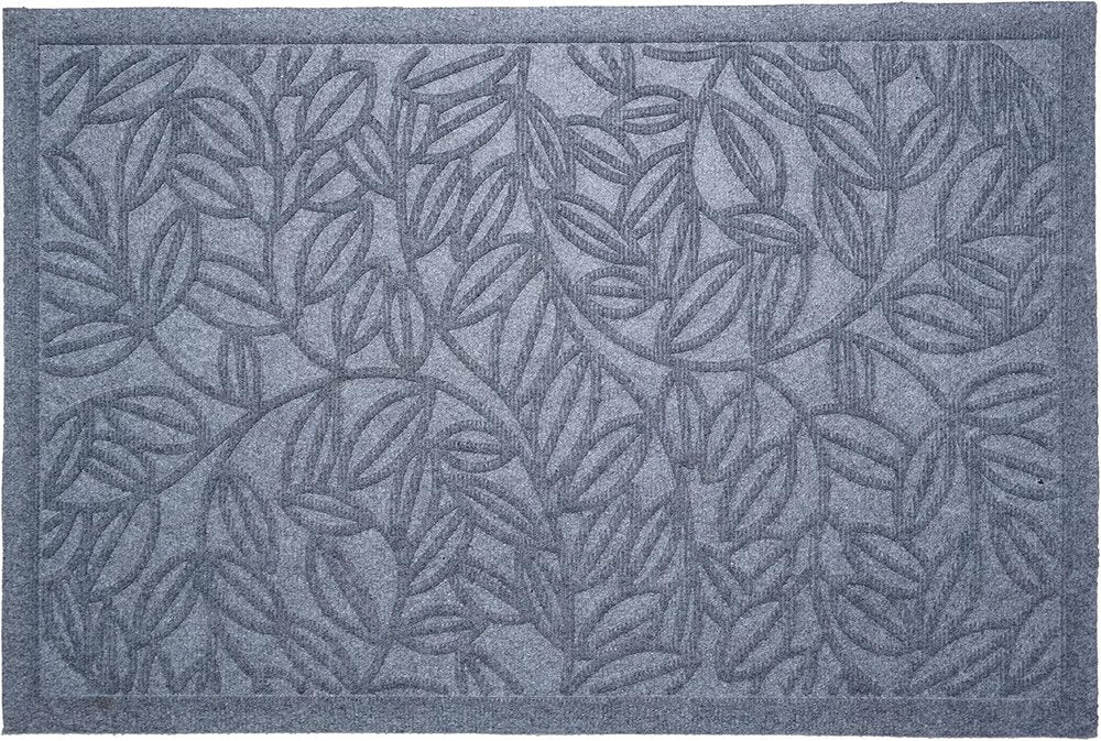 24" X 36" Gray Botanical Leaves Outdoor Polypropylene Door Mat — view 1