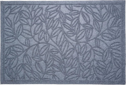 24" X 36" Gray Botanical Leaves Outdoor Polypropylene Door Mat