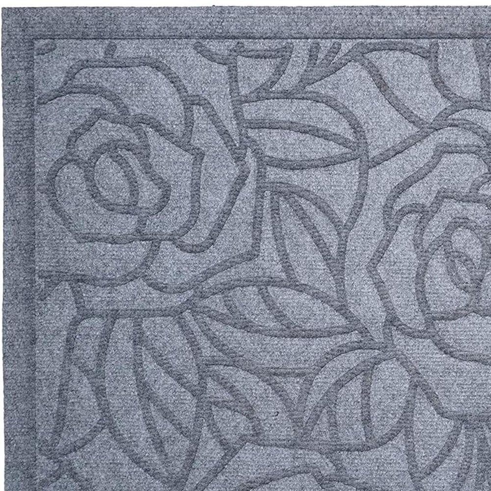 18" X 30" Gray Floral Outdoor Polypropylene Door Mat — view 10