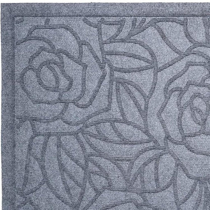 18" X 30" Gray Floral Outdoor Polypropylene Door Mat HomeRoots