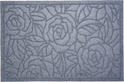 24" X 36" Gray Floral Outdoor Polypropylene Door Mat